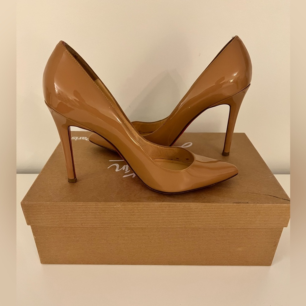 Christian louboutin pigalle 100 nude patent heels